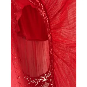 Aeropostale Crochet Inset High Low Maxi Skirt Womens M Pink Boho Rayon Gauze thumbnail 2