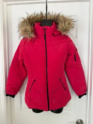 **SALE TODAY ONLY** DKNY pink hooded puffer jacket with faux fur trim thumbnail 1