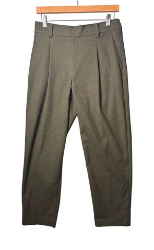 LOFT Womens Tapered Pants S Olive Green Pleated Elastic Back Dark Academia Pants thumbnail 1