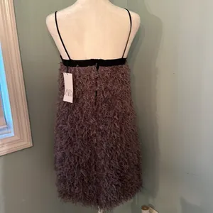 NWT ZARA purple faux feathers mini dress XS thumbnail 4