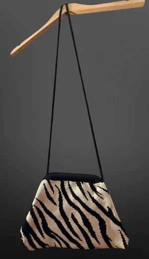 🦓 ZEBRA PRINT KNIT DUMPLING CLUTCH | 2 thumbnail 1