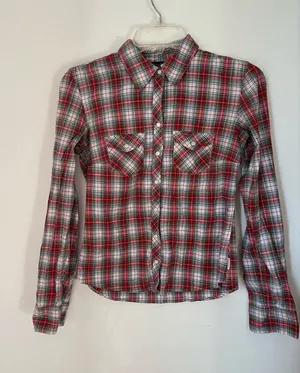 Abercrombie & Fitch Vintage Y2K Plaid Snap Front Shirt Size S Red thumbnail 1