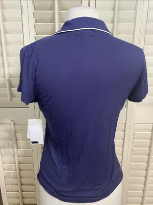 Nordstrom Navy Short Sleeve Pajama Top with White Piping thumbnail 4