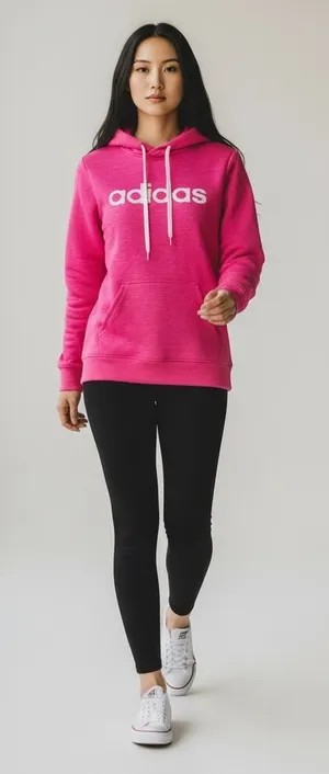 Adidas Pink Fleece Hooded Sweatshirt Size Small thumbnail 1