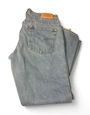 Women's Levi’s 595 Lower Rise Straight Fit Light Blue Denim Jeans size 12 M thumbnail 1