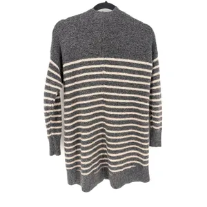 American Eagle Womens Small Gray Striped Open Front Longline‎ Cardigan Sweater thumbnail 4