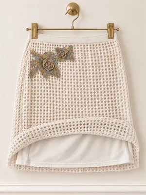 Abercrombie & Fitch Trevor Project Crochet Floral Mini Skirt M thumbnail 5