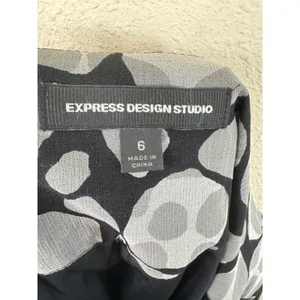 Express Design Studio Black Grey Silk Abstract Pebble‎ Print Bubble Mini Skirt 6 thumbnail 5