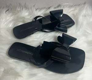 Jeffrey Campbell Sugary Jelly Bow Thong Sandals Black Size 6 thumbnail 5