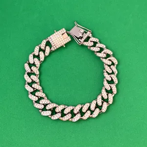 Titanium Steel Link Chain Bracelet for Men Women,CZ Cubic Zirconia Punk Hip Hop Bracelet thumbnail 8