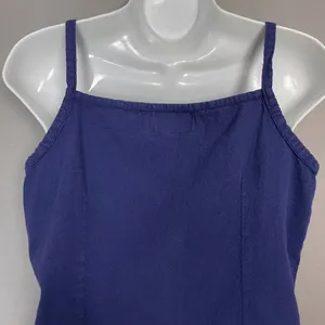 Manta Tank Top Pin Tuck‎ Button-Up Size Medium Women Indigo Blue Sleeveless Boho thumbnail 6
