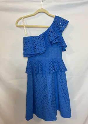 Lilly Pulitzer Dress Josey Eyelet White Cotton Ruffle One-Shoulder thumbnail 6