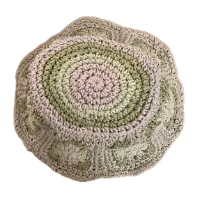 Steve Madden Crochet Granny Square Sun Hat Green Floral Boho Bucket Summer Hat thumbnail 10