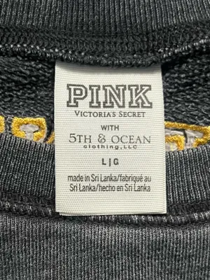 Pink Victoria’s Secret University of Iowa Gray Yellow Crop Crew Sweatshirt L thumbnail 3