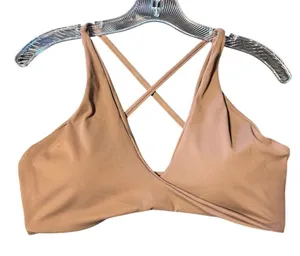 Women's XXL Dark Brown Padded Sports Bra Criss-Cross Back‎ Wireless thumbnail 1