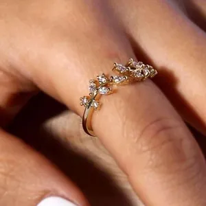 Gorgeous Delicate Jeweled gold ring Size 6 thumbnail 1