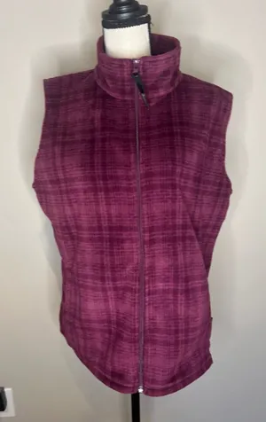 Woolrich women's fleece vest in a purple plaid pattern woman’s large thumbnail 1