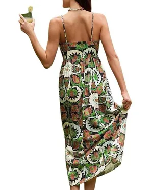 Cupshe Green Floral Print Cami Maxi Dress Medium thumbnail 4