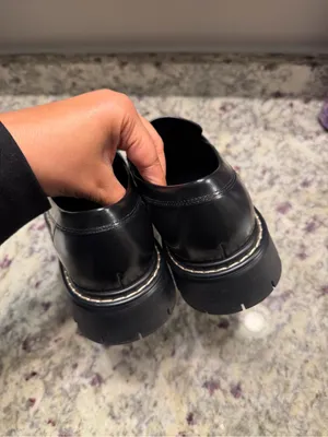 Marc Fisher Black Leather Silver ChainHorsebit Loafer Shoes Fall Chunky thumbnail 9