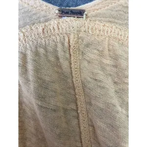 Free People Womens Shirt Sz S‎ Double Knot Peach Crop Top 3/4 Sleeve Open Front thumbnail 7