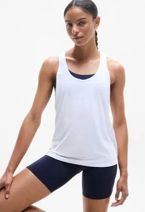 Athleta S With Ease Sport RacerBack Tank Bright White Small thumbnail 1