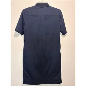 COS Shirt Dress Navy Blue Short Sleeve Hidden Button Textured Collar Size 6 thumbnail 3