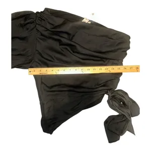 Anthropologie Dolan‎ Black Ruched One Shoulder Top, Medium thumbnail 7