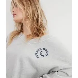 Aerie Good Energy Sweatshirt Womens S Grey Oversized Loungewear Cozycore Comfy thumbnail 2