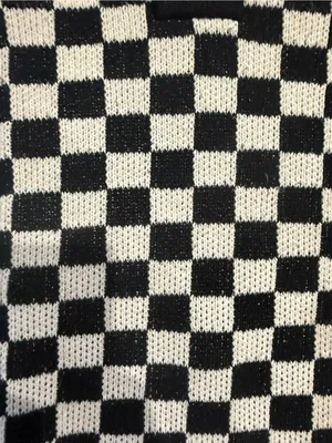 Black & White Checkerboard Knit Tote Bag - Stylish Everyday Carry thumbnail 5