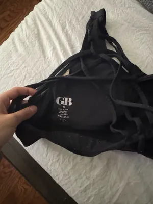 Black crossover dillards GB sports bra thumbnail 3