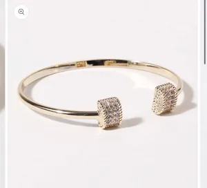 Bar Edge Gold Plated Cuff Bangle Bracelet thumbnail 4