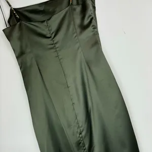 NWT Zara Green Satin Effect Midi Wrap Dress Sz Large Beaded Straps thumbnail 13