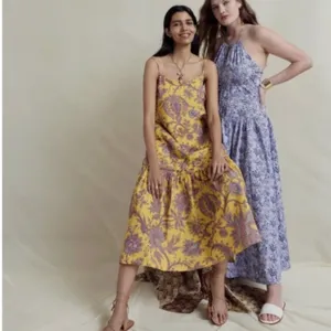 J. Crew Collection Yellow Poplin Floral Maxi Dress Size Small thumbnail 2