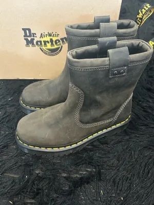 DR MARTENS Anistone LO charcoal leather boots booties shoes women’s new thumbnail 2