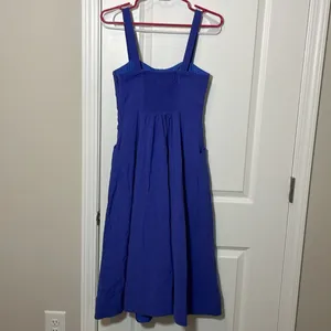 ANTHROPOLOGIE Maeve Seer Sucker Rosemary Midi blue Dress thumbnail 5