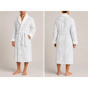 Secret Treasures Women's Sz XL 16-18 Plush Robe Light Gray White Moon Star Print thumbnail 2