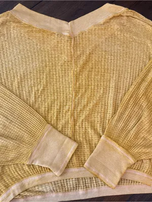 THE FREE PEOPLE South Side Thermal Pullover Top Sz S Celestial Gold thumbnail 6