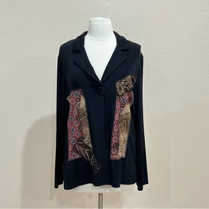Picadilly Fashions Floral Patchwork Black Blazer Cardigan Size Medium thumbnail 5