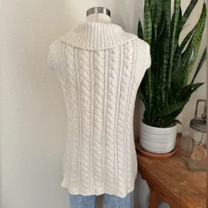 Vintage Cable‎ Knit Sweater Vest Shawl Collar Wool Blend Large thumbnail 2