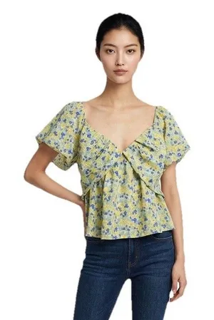 ASTR the Label Floral Cropped Blouse Size XL thumbnail 1