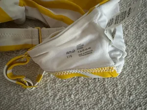 Aerie Yellow & White Striped Bikini Top thumbnail 3