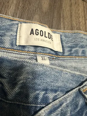 AGOLDE Criss Cross High Rise Jeans 100% Cotton Straight Leg Vintage Blue. thumbnail 2