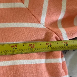LL Bean Coral White Striped‎ Rugby Henley Shirt Long Sleeve Womens Small thumbnail 6