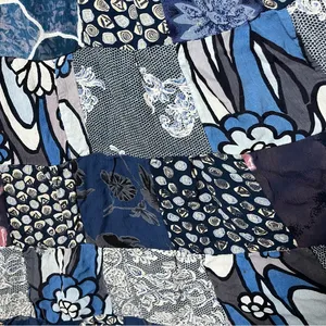 VTG Women Skirt Blue Patchwork Floral Tiered Boho Maxi Festival Artsy Maximalist thumbnail 2