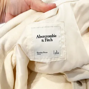 Abercrombie Snap Up Long Sleeve Shacket Cream Large thumbnail 3