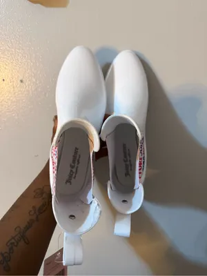 Juicy Couture White Chelsea Rain Boots with Multicolor Logo Panels thumbnail 3