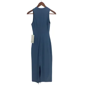 Lululemon All Aligned Ribbed Nulu Midi Dress‎ Washed Denim Size 2 thumbnail 8