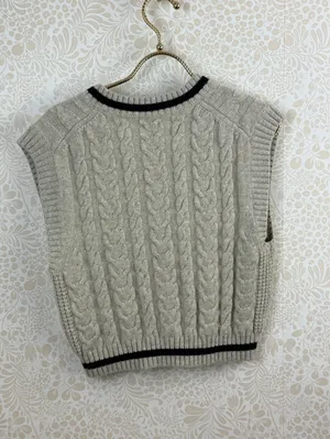 Sunday Best by Aritzia Gray Merino Wool Cable-Knit Sweater Vest - Size - Small thumbnail 4