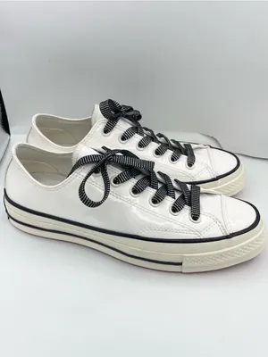 Converse unisex Chuck 70 low top patent leather white sneakers with red soles thumbnail 15