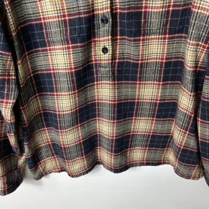 Patagonia Womens Organic Cotton Plaid‎ Flannel Popover Shirt Navy Red Yellow 12 thumbnail 4